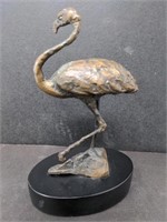 Bronze flamingo sculpture, signed and numbered