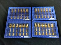Group of 4 gold-plated flatware boxes BC