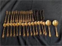 Group of 32 gold-plated flatware PB