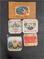 Lot of five vintage cigar box labels