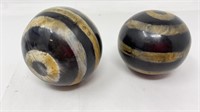 Pair of spheres made from buffalo horn? Approx 3