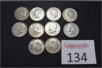 (10) 65-67 Kennedy Half Dollars