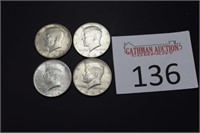 (4) 1964 Kennedy Half Dollars