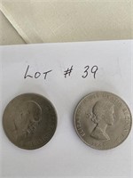 2  -  1965 CHURCHILL COINS