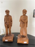 2  'P. CARON' WOOD CARVINGS