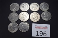 (9) 1971 & (1) 1972 Eisenhower Dollars