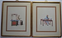PAIR  ANTIQUE CHINESE PAINTINGS PORCELAIN ARTIST