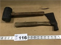 HATCHET AND RUBBER MALLET
