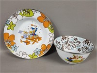 Disney Store Enamelware Child's Plate & Bowl