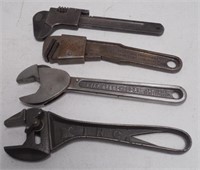 Lot of 4 Adjustable Wrenches