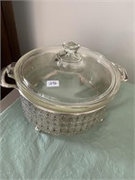 COVERED DISH WITH SILVER HOLDER