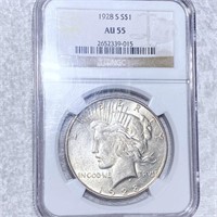 1928-S Silver Peace Dollar NGC - AU55