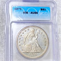 1871 Seated Liberty Dollar ICG - AU55