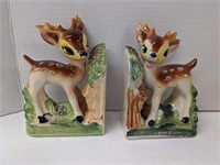 Misc lot of deer book ends, USA pottery girl