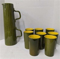 Made in Italy Cactus  two handled pitcher and 8