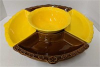 Vintage California Pottery Dip & Snack Tray on