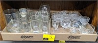 Large lot of clear glass, tumblers, etched wine