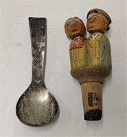 Allan Adler Silver spoon and vintage hand carved