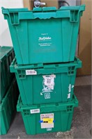 Green plastic totes with interlocking lid. *Price