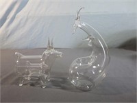 *(2) Hollow Art Glass Pieces - Snail and Bull -