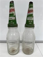 2 x Castrol Z Quart Oil Bottles with Tin Tops