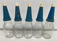 5 x Litre Oil Bottles with Plastic Tops