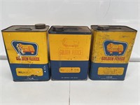 3 x Misc Gallon Golden Fleece Oil Tins