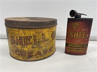 2 x Shell Tins inc 5LB and 8Oz Handy Oiler