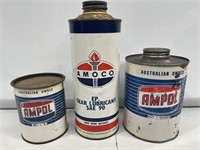 Selection of AMPOL and AMOCO Tins inc Quart and
