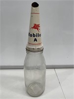 MOBILOIL Tin Top on Quart Bottle