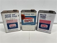 3 x AMPOL Gallon Tins