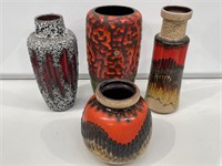 4 x Vintage West German Vases