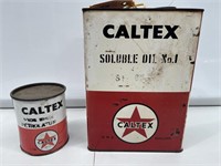 2 x Caltex Tins inc Gallon and 1LB