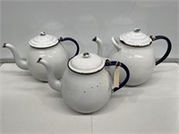3 x Enamel Tea Pots