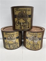 3 x Edwards Tea Tins