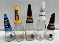 Selection Oil Bottles and Plastic Tops inc Hard