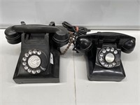 2 x Vintage Black Telephones