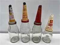 Selection 4 x Shell Oil Bottles inc Tin Tops