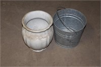galvanized bucket and urn