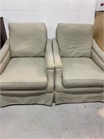 PAIR OF LIGHT GREEN ARM CHAIRS
