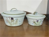 BUCHAN STONEWARE COVERED CASSEROLE DISHES (2)