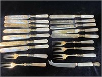 LOT- SILVER PLATED KNIVES AND FORKS