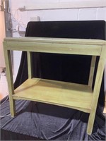 GREEN PAINTED SIDE TABLE WITH SHELF