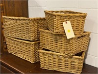 COLLECTION OF 5 MATCHING BASKETS