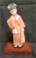 Signed and dated Japanese ceramic geisha figurine