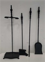 Set of fireplace tools with stand, 4pcs.