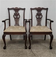 Pair of Chippendale-style mahogany arm chairs