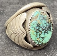 Sterling native turquoise ring size 10