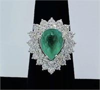 $23,280 5.97ct Emerald 2.4cts Diamond 14k Ring