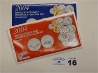 2004 P&D US Mint Uncirculated Coin Sets